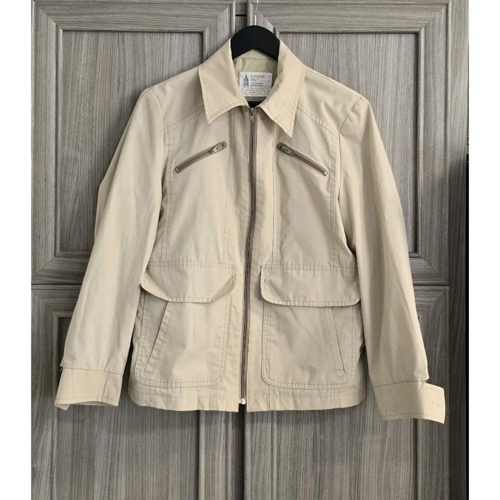 VTG London Fog Womens Bomber Flight Jacket Sz 38 Reg Tan‎ 90s